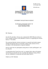 Statement by the Delegation of Norway on Elections in Kosovo