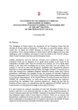 Statement the Delegation of Serbia on elections in Kosovo/Serbia (17 November 2007)