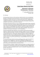 Statement by the Delegation of the United States on Russian Parliamentary Elections