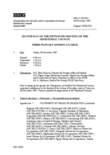 Journal of the Second Day of the 15th Ministerial Council (includes the proceedings of the third and closing sessions as well as all decisions and adopted texts)