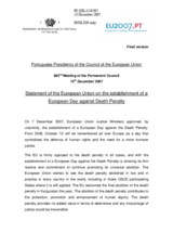 Statement by the Portuguese Presidency of the Council of the European Union on the establishment of a European Day against Death Penalty