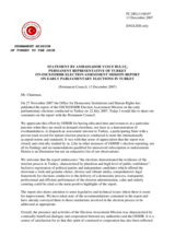 Statement by the Delegation of Turkey on OSCE/ODIHR Election Assessment Mission Report regarding early parliamentary elections in Turkey on 22 July 2007