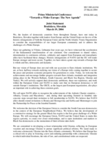 Joint Statement by the Prime Ministers of Europe made at the occasion of the Prime Ministerial Conference "Towards a Wider Europe: The New Agenda"