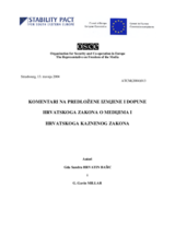 Expert comments on amendments to the Croatian Law on Media and the Croatian Penal Code (hr)