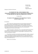 Statement by the Delegation of the Russian Federation in response to the statements by the United States of America and the European Union concerning the suspension of Russian participation in the Treaty on Conventional Armed Forces in Europe (CFE Treaty)