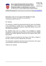 Statement by the Delegation of Croatia on the formation of the Government