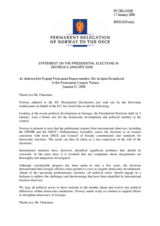 Statement by the Delegation of Norway on the presidential elections in Georgia