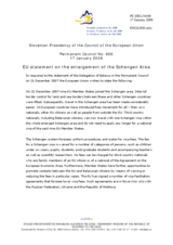 Statement by the Slovenian Presidency of the Council of the European Union on the enlargement of the Schengen Area