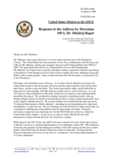 Statement by the Delegation of the United States in Response to the Address by the Minister for Foreign Affairs of Slovenia, H.E. Dimitrij Rupel