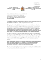 Intervention by the Delegation of Canada in response to the Report by the Head of Mission of the OSCE Mission in Kosovo, Ambassador Tim Guldimann