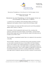 Statement by the Slovenian Presidency of the Council of the European Union on the Presidential Elections in Serbia