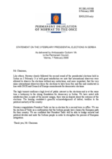 Statement by the Delegation of Norway on the Presidential Elections in Serbia