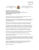 Statement by the Delegation of Canada in Response to the Report by the Head of Center in Astana, Ivar Vikki