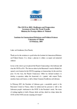The OSCE in 2008: Challenges and Perspectives, speech by Secretary of State Pertti Torstila