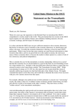 Statement by the Delegation of the United States on the Transatlantic Economy in 2008