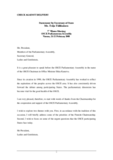 Statement by Finnish Secretary of State Teija Tiilikainen at the 7th Winter Meeting of the OSCE Parliamentary Assembly, Vienna, 21 February 2008.