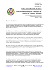 Statement by the Delegation of the United States Regarding 21 February Attacks on Embassy in Belgrade