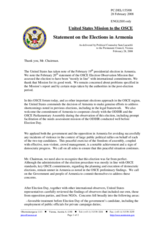 Statement by the Delegation of the United States on the presidential elections in Armenia on 19 February 2008