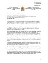 Statement by the Delegation of Canada in response to the address by the Chairman of the Committee of Ministers of the Council of Europe, the Minister for Foreign Affairs of Slovakia Jan Kubis