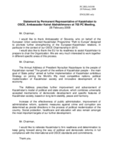 Statement by the Delegation of Kazakhstan on the Annual Address of President Nursultan Nazarbayev