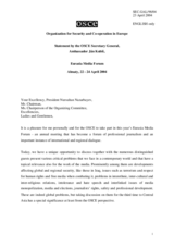 Statement by the OSCE Secretary General, Amb. Jan Kubis, at the annual meeting of the Eurasia Media Forum