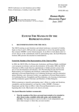 Contribution from the Jacob Blauenstein Institute on the extension of mandates of CiO Representatives on Tolerance and Non-Discrimination