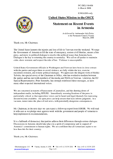 Statement by the Delegation of the United States of America on the situation in Armenia following the presidential elections