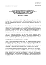 Statement by Ambassador Omur Orhun, Permanent Representative of Turkey to the OSCE Statement by Ambassador Omur Orhun, Permanent Representative of Turkey to the OSCE