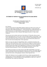 Statement by the Delegation of Norway on on the adoption of the 2008 Unified Budget