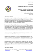 Statement by the Delegation of the United States in Response to Belarus Statement Regarding U.S. Sanctions