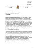 Statement by the Delegation of Canada in response to the report by the Representative on Freedom of the Media, Mr. Miklos Haraszti