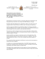Statement by the Delegation of Canada in response to the report by the Head of the OSCE Mission to Georgia, Ambassador Terhi Hakala