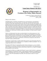 Statement by the Delegation of the United States in response to the report by the Representative on Freedom of the Media, Mr. Miklos Haraszti