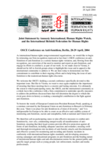 Joint Statement by Amnesty International, Human Rights Watch, and the International Helsinki Federation for Human Rights Joint Statement by Amnesty International, Human Rights Watch, and the International Helsinki Federation for Human Rights
