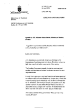 Speech by Minister Mona Sahlin, Ministry of Justice, Sweden