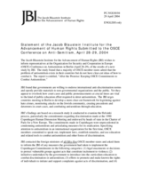 Statement of the Jacob Blaustein Institute for the Advancement of Human Rights Statement of the Jacob Blaustein Institute for the Advancement of Human Rights