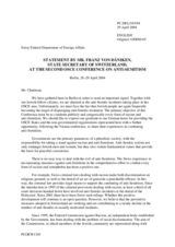 Statement by Switzerland State Secretary Franz von Däniken Statement by Switzerland State Secretary Franz von Däniken