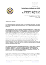 Statement by the Delegation of the United States in Response to the Head of the OSCE Mission to Moldova Ambassador Philip Remler