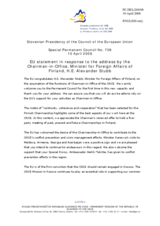 Statement by the Slovenian Presidency of the Council of the European Union in response to the address by the Chairman-in-Office, Minister for Foreign Affairs of Finland, Alexander Stubb