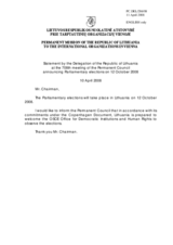 Statement by the Delegation of Lithuania on Parliamentary elections in Lithuania on 12 October 2008