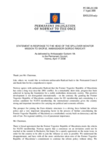 Statement by the Delegation of Norway in response to the report by the Head of the OSCE Spillover Monitoring Mission to Skopje, Ambassador Giorgio Radicati