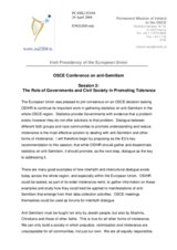 Statement by Irish EU Presidency on the Role of Governments and Civil Society in Promoting Tolerance, Session 2