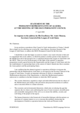 Statement by the Delegation of Algeria in response to the address by the Secretary General of the League of Arab States, Amr Moussa