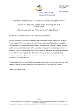 Statement by the Slovenian Presidency of the Council of the European Union on "The Arms Trade Treaty"