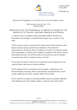 Statement by the Slovenian Presidency of the Council of the European Union on the escalation of tension between Georgia and Russia