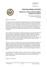 Statement by the Delegation of the United States on recent developments in Belarus