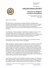 Statement by the Delegation of the United States on Religious Freedom in Kazakhstan