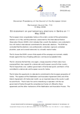 Statement by the Slovenian Presidency of the Council of the European Union on parliamentary elections in Serbia on 11 May 2008