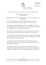 Statement by the Slovenian Presidency of the Council of the European Union on the appointment of the new director of ODIHR, Janez Lenarcic