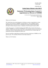 Statement by the Delegation of the United States on the appointment of the new director of ODIHR, Janez Lenarcic